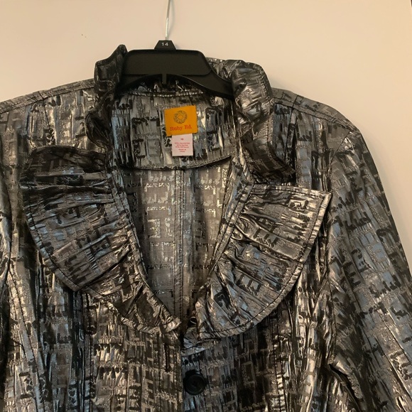 Ruby Road Jacket - Metallic silver and black. 3/4 sleeves. - Picture 2 of 3